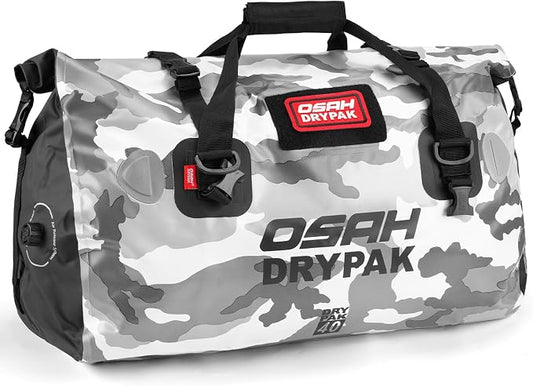 OSAH DRYPAK Waterproof Duffel Bag - Motorcycle Dry Bag Tail Bag with Large Storage Space, Waterproof Luggage Duffle Bags with Outer Mesh Zipper Pocket for Camping, Kayaking, Fishing & Traveling by OSAHDRYPAK