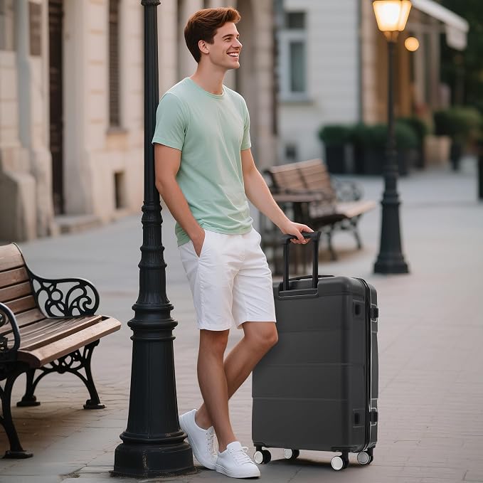 Merax Luggage Set,6 Piece Carry on Hardcase Suitcase with Travel Bags | Durable Suitcase Set with Double Spinner Wheels,16/20/24/28 IN Luggage Airline Approved,Charcoal - Image 8