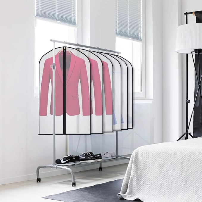 Garment Bags Clear Suit Bag for Closet Storage Hanging Clothes Dress Cover Bags (40" 12pcs-Black Edges) - Image 6