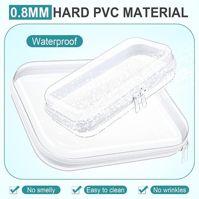 Sanwuta 6 Pcs Clear Hard Zipper Case Plastic Zipper Pouches Transparent Makeup Bag Pencil Case Pouches Toiletry Diaper Bag for Travel Toy Storage Organizer Bins(Clear,Two Sizes) - Image 4