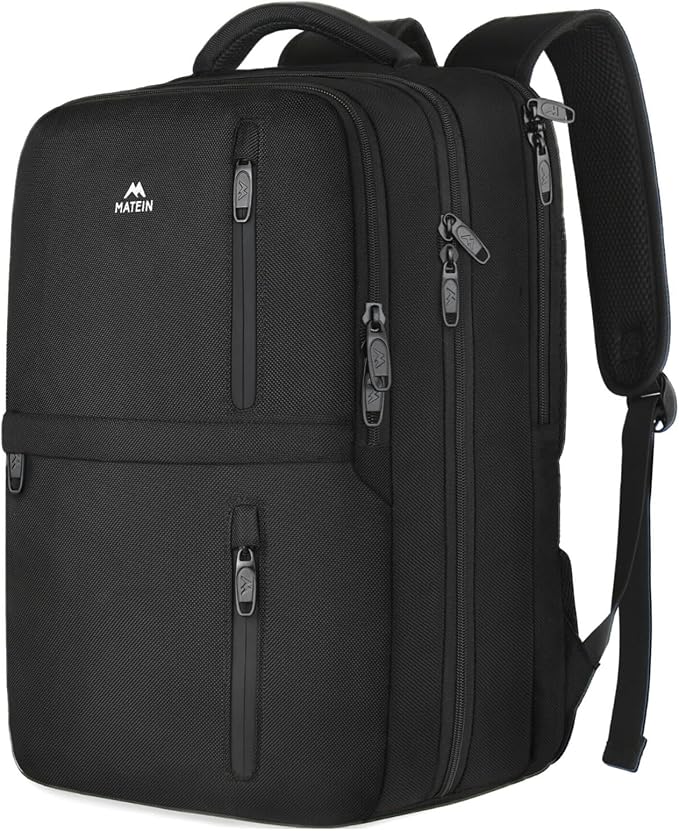 MATEIN Carry on Backpack, 40L Flight Approved Large Travel Laptop Backpack | Fit 17 Inch Laptop, Computer Daypack, Water Resistant, College Weekender Overnight Bag, For Men & Women, Black by MATEIN