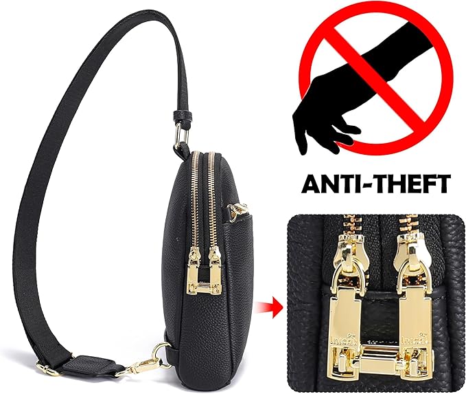 INICAT RFID Blocking Sling Bag,Anti Theft Crossbody Bags for Women,Travel Gifts Fanny Pack Cross Body Purses Woman Leather