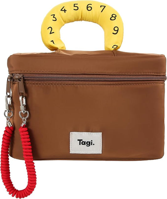 Tagi. Callme Hotdog Large Capacity Travel Makeup Bag, Waterproof Polyester Cosmetic Bag for Women, Wide-Open Flat Pouch for Toiletry & Travel, Portable Organizer with Handle & Dividers by Tagi