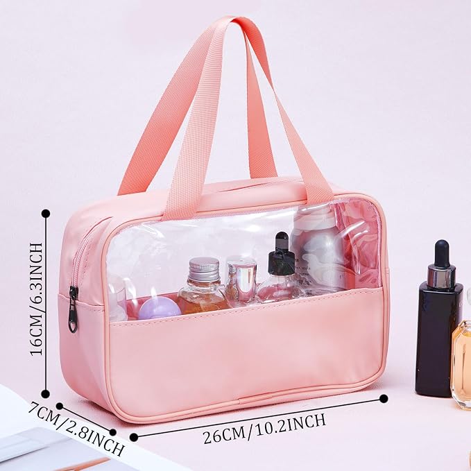 Buryeah 12 Pcs Translucent Make up Bag Toiletry Organizer for Women Men Waterproof Portable Cosmetic Travel Bag with Hanging Handles Travel Storage Carry Pouch Gifts for Bridesmaid (Multicolor) - Image 2