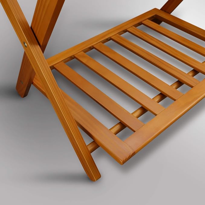 Casual Home Foldable Solid Wood Fully-Assembled Luggage Rack, 26.75"Wide with Shelf, Honey Oak - Image 9