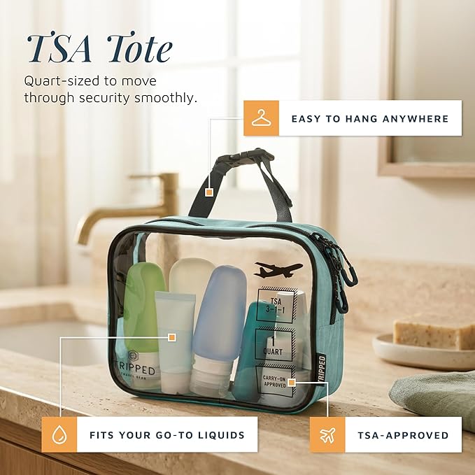 Toiletry Bag Kit 3 Piece Set: Hanging Travel Toiletry Bag + 311 TSA Cosmetic Liquid Bag + Accessory Organizer Pouch - Image 4