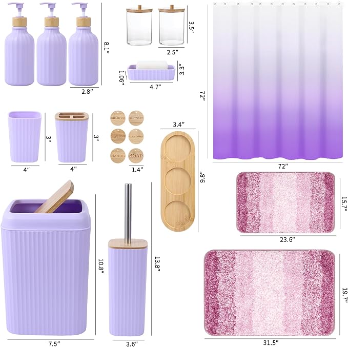 32PCS Bathroom Sets with Shower Curtain and Rugs Purple Bathroom Accessories Shower Curtain Set Bathroom Accessories Bathroom Decor - Image 7