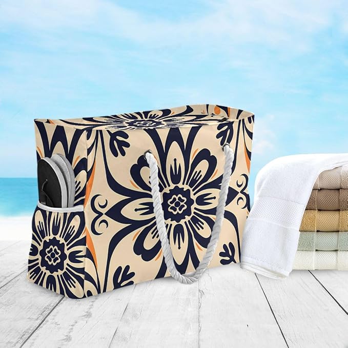 senya Large Beach Shoulder Bags Canvas Tote Water Resistant for Gym Travel Daily - Image 3