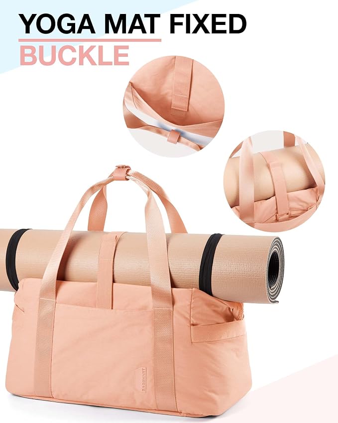 BAGSMART BAGSMART Gym Bag for Women, Carry on Weekender Overnight Bag, Travel Duffel Bags with Trolley Sleeve, Personal Item Travel Bag Tote Bag Workout Dance Bag(Orange,Medium) - Image 4