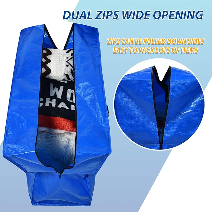 Extra Large Storage Bags, 57 Gallon XXL Jumbo Large Moving Bags Heavy Duty | 1 PACK Clothes Storage Totes Bins Moving Boxes Supplies, Foldable Travel Duffle Bag, Christmas Tree Bag,42x23x13.5 inch - Image 4