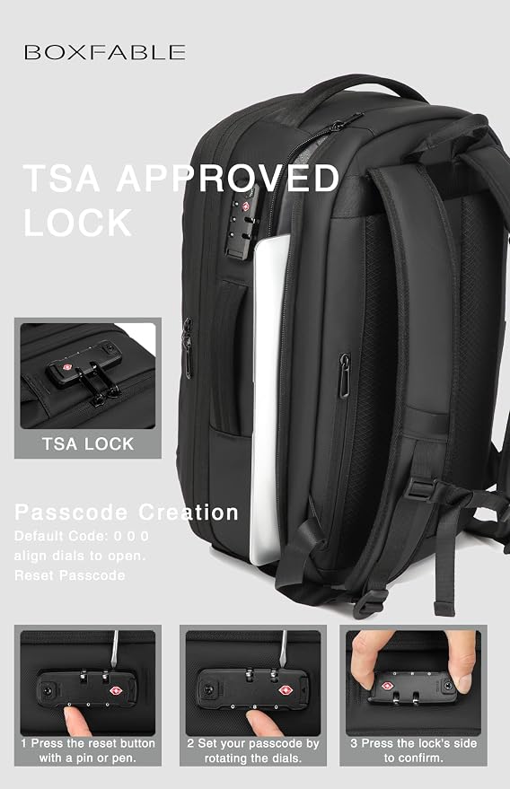 Vacuum Seal Travel Backpack 45L with Pump, Expandable Carry On Backpack with Air Compression System, Water Resistant TSA Lock, Fits 16" Laptop for Travel - Image 9