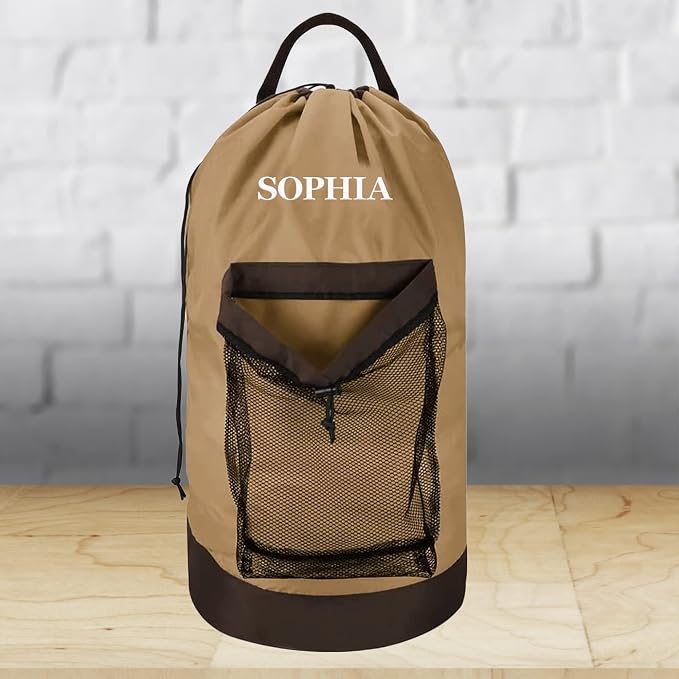 Personalized Laundry Bag Heavy Duty Custom Graduation University XL Bag Backpack with Hanging Shoulder Strap & Mesh Pocket - Back to School College Graduation Gift - Choose Your Font & Thread Color - Image 8