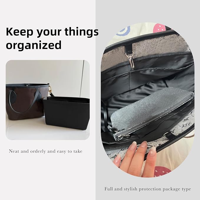 DGAZ Purse Organizer Insert Fits Neverfull-Mini/PM/MM/GM Bags，Silk Bag Organizer，Luxury Handbag & Tote Shaper（GM, Black） - Image 8