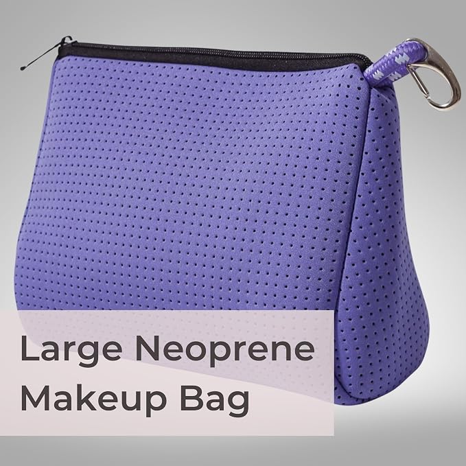 POPUPS Large Makeup Bag with Zipper - Waterproof Neoprene Cosmetic Bag 7.7 x 10.75 x 5 inches - Pouch Veri Peri - Image 2