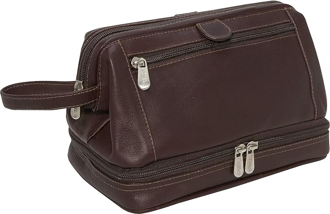 Piel Leather U Frame Utility Kit with Zip Bottom, Chocolate, One Size - Image 4
