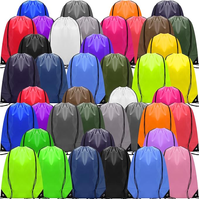 Shappy 100 Pcs Drawstring Backpack Bulk Sports Gym Cinch Bag Polyester String Bag for Men Women (25 Colors) by Shappy