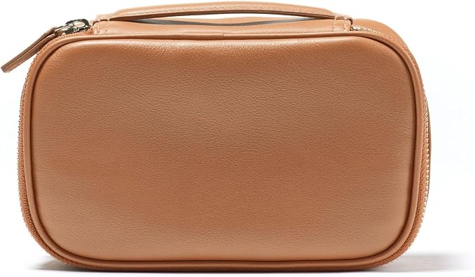 Leatherology Cognac Nested Travel Organizer Trio – 3-Piece Leather Packing Set with Mesh Pocket, Elastic Loops & Water-Resistant Lining – Compact Storage for Tech, Toiletries & Travel Essentials - Image 3