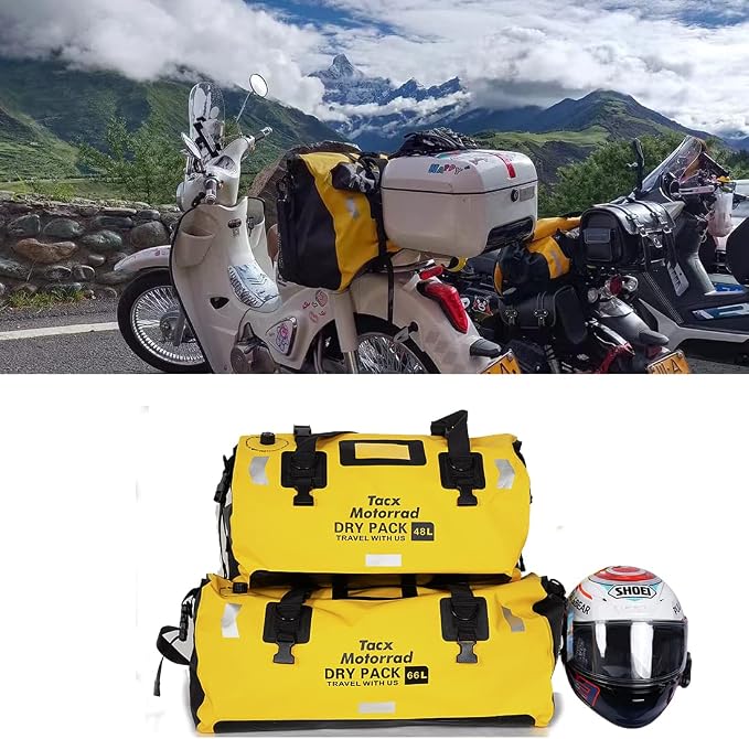 Waterproof Duffel Bag for Men/Women, Roll-top Dry Backpack Duffel Bag with Quick-fixed Straps, Motorcycle Tail Saddle Bag for Motorcycling, Rafting, Boating, Kayaking, Travel, 48L-Yellow - Image 6
