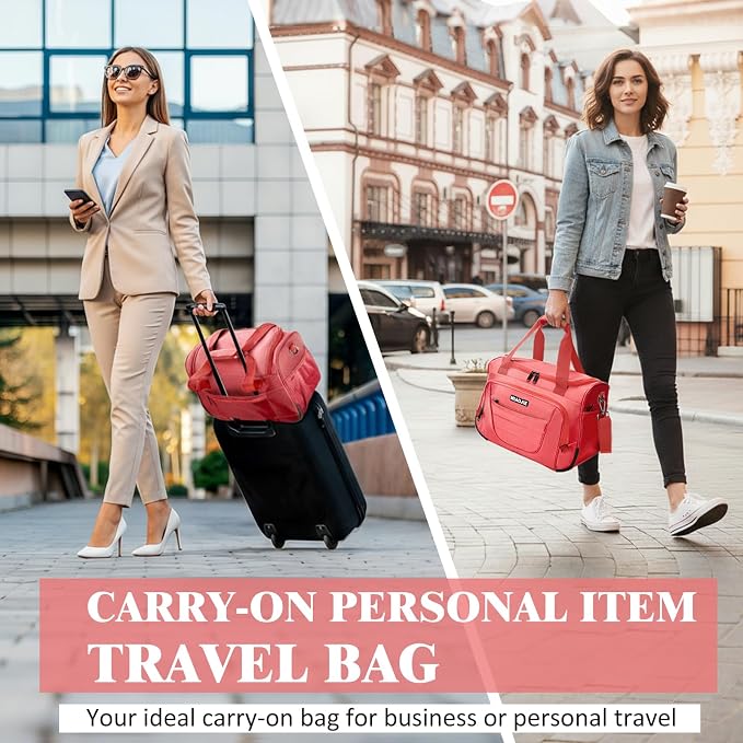 Underseat Carry On luggage Bag Airplanes Personal Item Bags, Gym Bag for Men Weekender Overnight Travel Tote Bag Shoulder Small Softside Carry on Luggage Travel Duffel Bags For Men Women -16 IN Pink - Image 5
