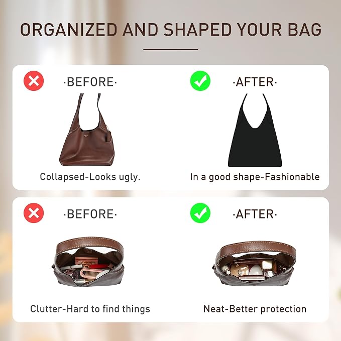 Doxo Purse Organizer Insert for Coach Brooklyn 39 | 9 Pockets with YKK Side Zipper & Elastic Water Bottle Holder | Waterproof Tyvek Bag Organizer for Coach Brooklyn Tote/Shoulder Bag(39, Black) - Image 3