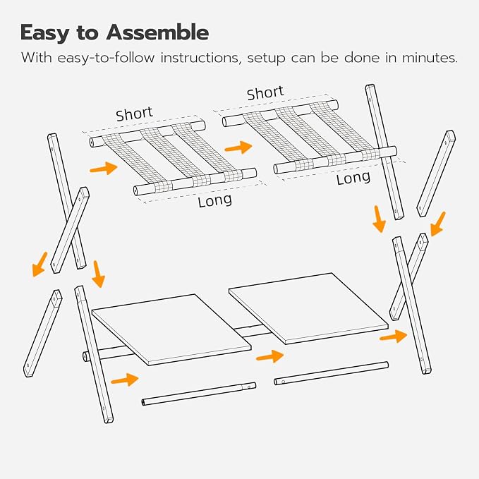 HOOBRO Folding Luggage Rack, Suitcase Stand Holder with Wooden Storage Shelf, Holds up to 110 lb, 27.2 x 15.7 x 24 Inches, for Guest Room, Bedroom, Closet, Hotel, Rustic Brown and Black BF68XL01G1 - Image 5