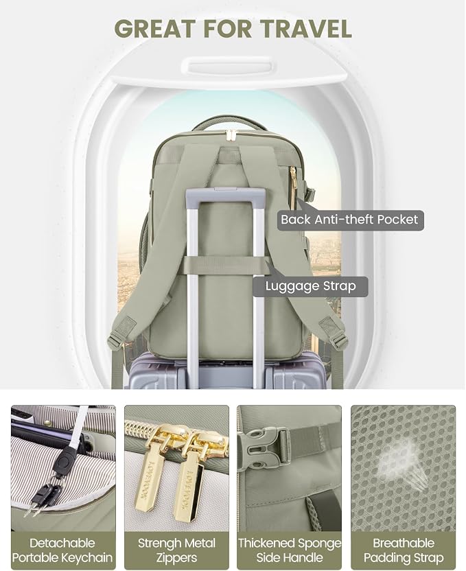 LOVEVOOK Travel Backpack for Women,40L Carry On Backpack for Airplanes,17.3 Inch Laptop Personal Item Travel Bag - Image 7