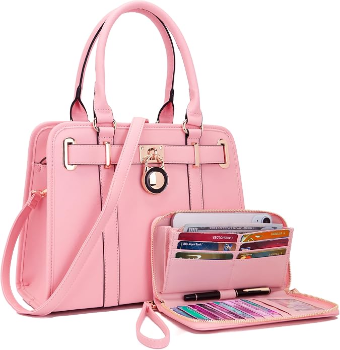 Qiyuer Structured Satchel Tote Handbags Set Women Purses with RFID Wallet | Premium, Sturdy, Spacious, Chic for Daily & Work, Vegan PU Leather, Multi-way Carry, Large Capacity RFID Wallet, Ideal Gift by QIYUER
