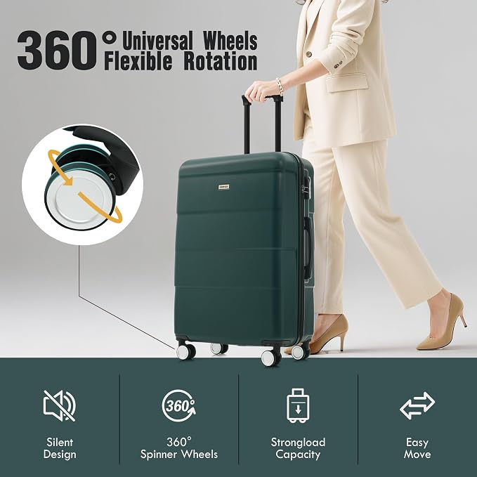 Merax Luggage Sets of 3 Piece Carry on Suitcase Airline Approved, | Hardcase Suitcase Set with Double Spinner Wheels,20+24+28 inch - Image 3