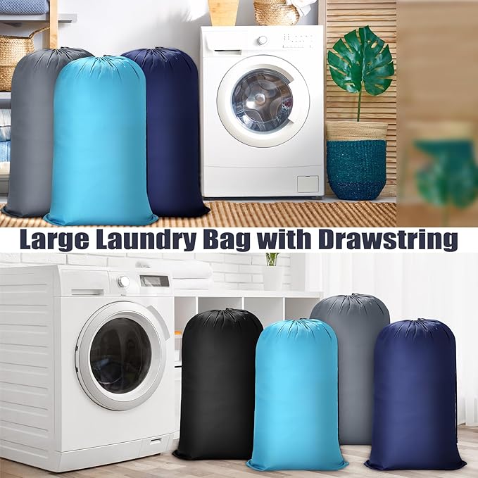 Nuogo 20 Pcs Laundry Bag Washable Travel Laundry Bags with Drawstring Lock Closure Large Heavy Duty for Camping Tent Blankets Dirty Clothes Yarn Fabric Storage, 38 x 24 Inches(Mixed Color) - Image 4