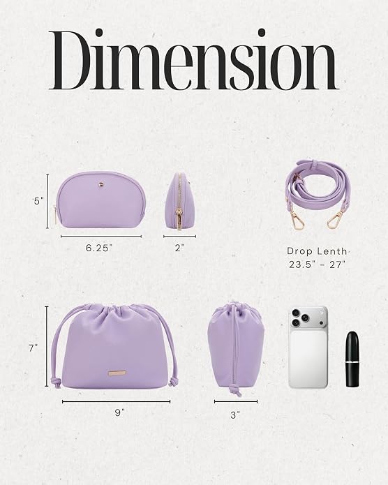 Mali+Lili Lola Beauty Bag Duo, Makeup Bag Travel Cosmetic Bag Set of 2, Vegan Leather Purse Crossbody Bags for Women and Girls, Cute Makeup Pouch, Travel Pouch, Crossbody Purses for Women | Duo - Image 3