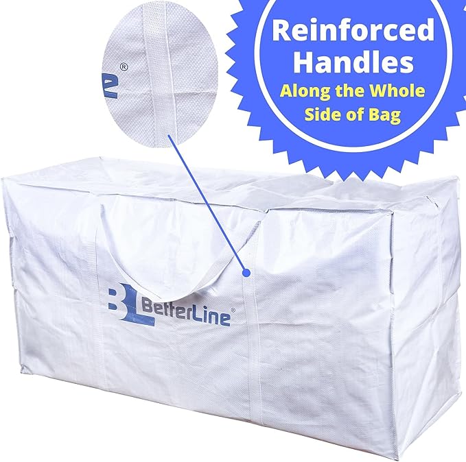 Extra Large Storage Bag - Heavy Duty 45x22x16 Inches Huge Tote Duffel with Max Load of 100 lbs. (45kg) - Tear-resistant & Water-resistant Polypropylene Woven Cloth, With Zippers - Image 4