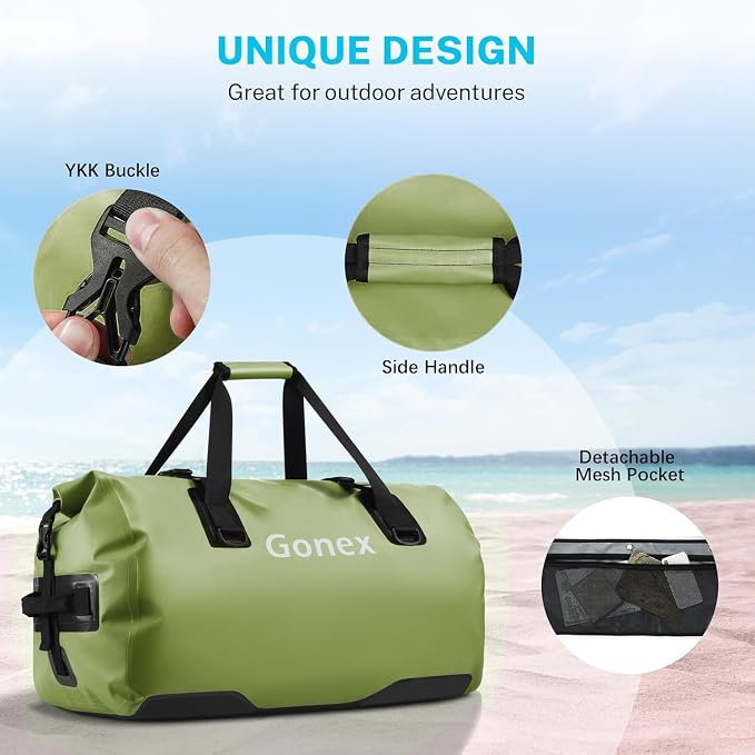 Gonex Extra Large Waterproof Dry Duffel Bag, Roll-Top PVC Gear Bag | Waterproof PVC, Roll-Top Closure, Wet Pocket, Shoulder & Hand Carry, Kayaking, Paddleboarding, Travel - Image 4