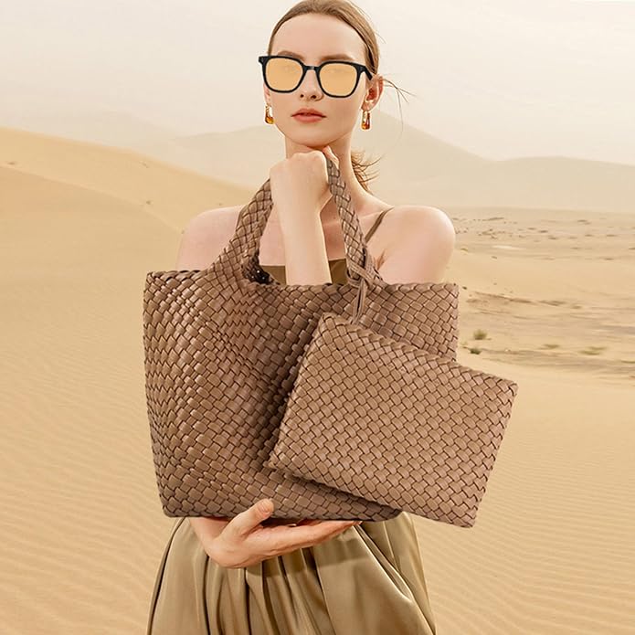 JINMANXUE Fashion Woven Bag Shopper Bag Travel Handbags and Purses Women Tote Bag Large Capacity Shoulder Bags - Image 2