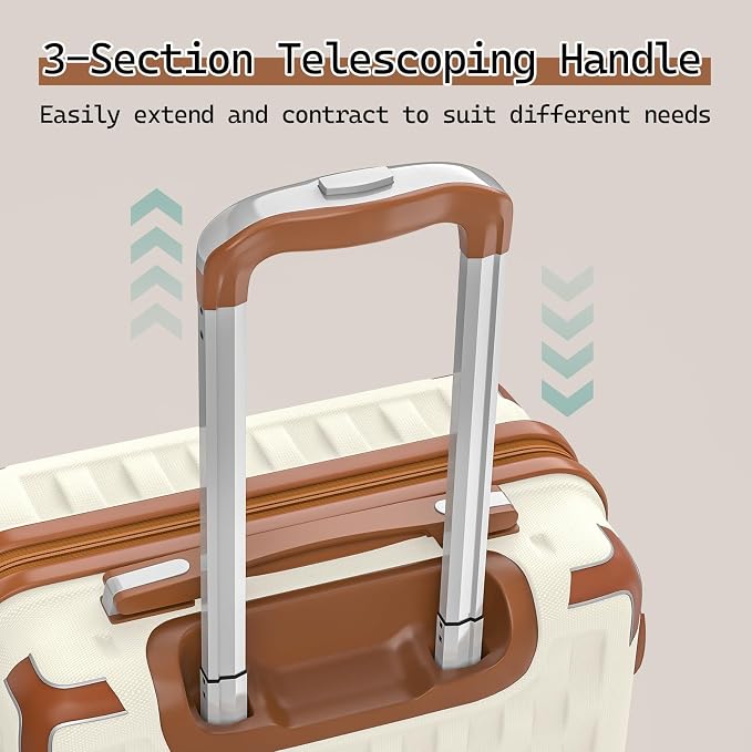 Melalenia Suitcase Sets 6 Piece Hard Shell Carry on Luggage with Spinner Wheels and TSA Lock, Lightweight Travel Backpack for Women, Beige Brown - Image 6