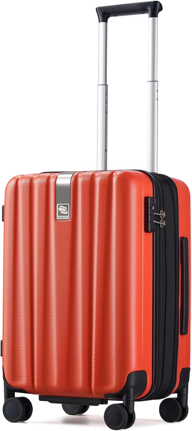 Hanke 20 Inch Expandable Carry on Luggage 22x14x9 Airline Approved Lightweight PC Hard Shell Suitcases with Wheels Tsa Luggage Rolling Suitcase Travel Luggage Bag for Weekender(Orange) by Hanke