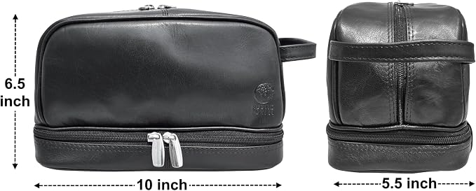 RUSTIC TOWN Leather Toiletry Bag - Waterproof Ditty Kit for Men and Women, Travel Organizer for Full-Size Essentials, TSA Approved - Image 2