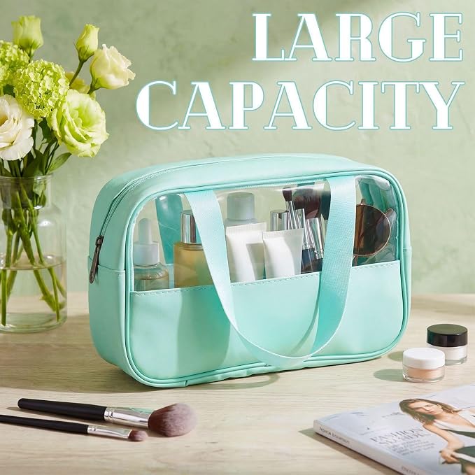 Buryeah Translucent Make up Bag Toiletry Organizer for Women Men Waterproof Portable Cosmetic Travel Bag with Hanging Handles Travel Storage Carry Pouch Gifts for Bridesmaid(9 Pcs,Green) - Image 4