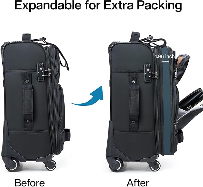 Hanke 28 Inch Softside Expandable Luggage with Spinner Wheels,Check Large Luggage Rolling Suitcase Travel Luggage with TSA Approved,Black - Image 2