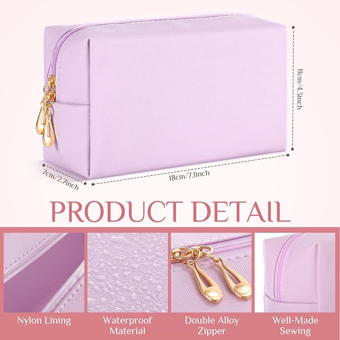 100 Pack Aesthetic Makeup Bags Bulk PU Leather Cosmetic Pouches Waterproof Toiletry Bags Makeup Pouches Bulk for Teen Girls Women Party Gift Travel Storage Back to Teacher Gift (Pink Purple) - Image 2