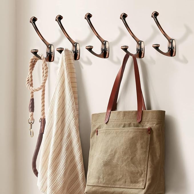 10 Pack Antique Copper Hooks Decorative Heavy Duty Solid Large Coat Hooks for Towel Hanging Coats Robe Wall Mounted Towel Bags Door Back Bathroom wall Hook. - Image 5