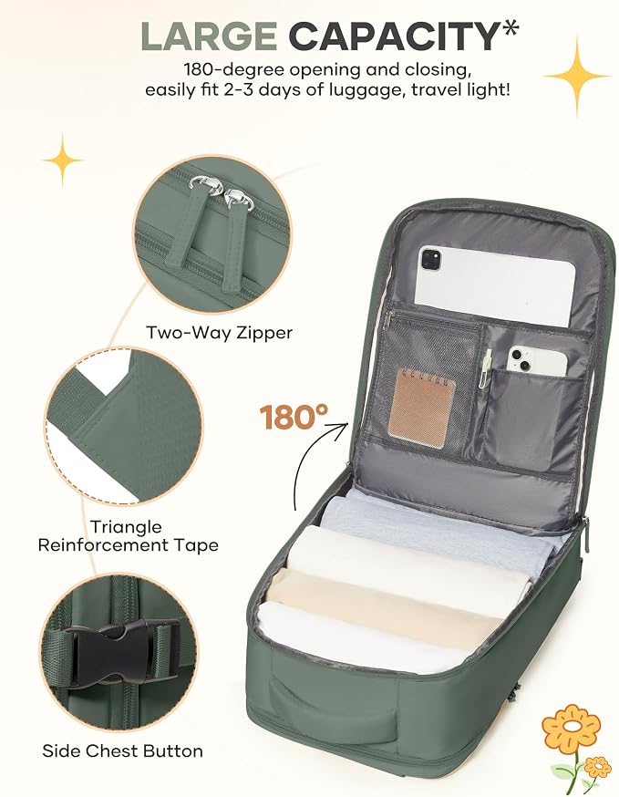 coofay Large Travel Backpack For Women Men Airline Approved Carry On Backpack Flight Approved Waterproof Sports Luggage Backpack Casual Daypack Small Hiking Backpack - Image 6