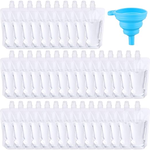 Patelai 300 Pieces Plastic Liquid Pouch Reusable Juice Pouches Travel Water Leak Proof Bags Bulk for Travel Outdoor (8 oz) by Patelai