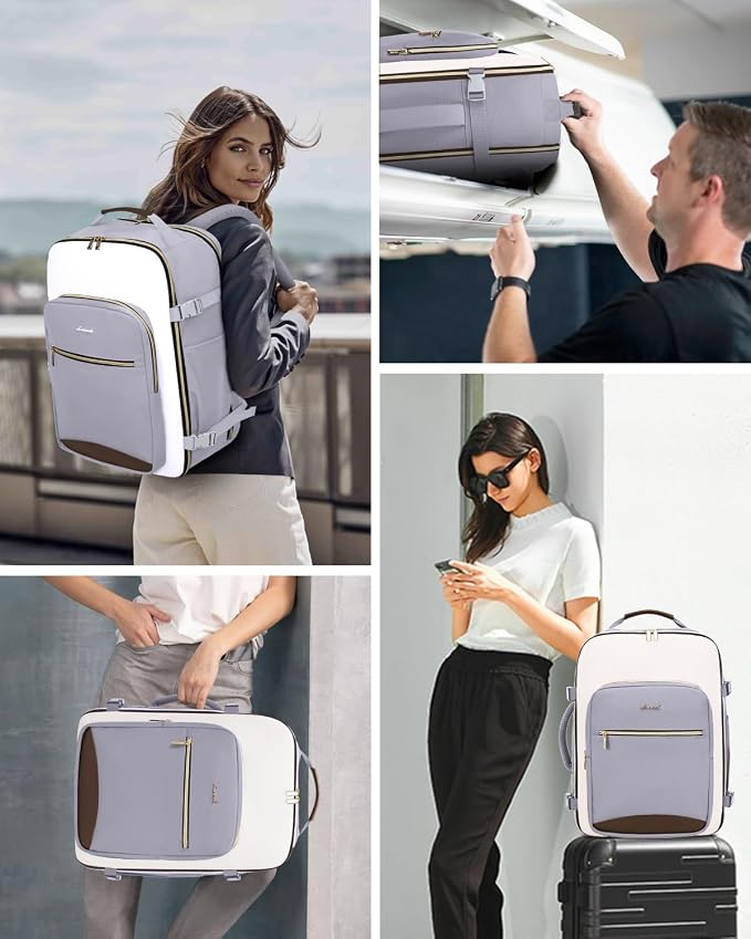 LOVEVOOK Large Travel Backpack for Women & Men, 40L Carry on Backpack for Airplanes, TSA Personal Item Travel Bag fits 17" Laptop, Waterproof Travel Essentials Airline Approved with 3 Packing Cubes - Image 6