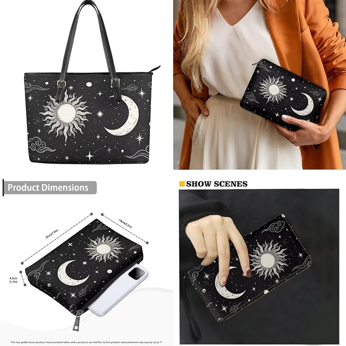 Women Purse Handbags Wallet Sets Leather Shoulder Tote Bag for Women,Top Handle Purse with Wrist Wallet Bag - Image 5