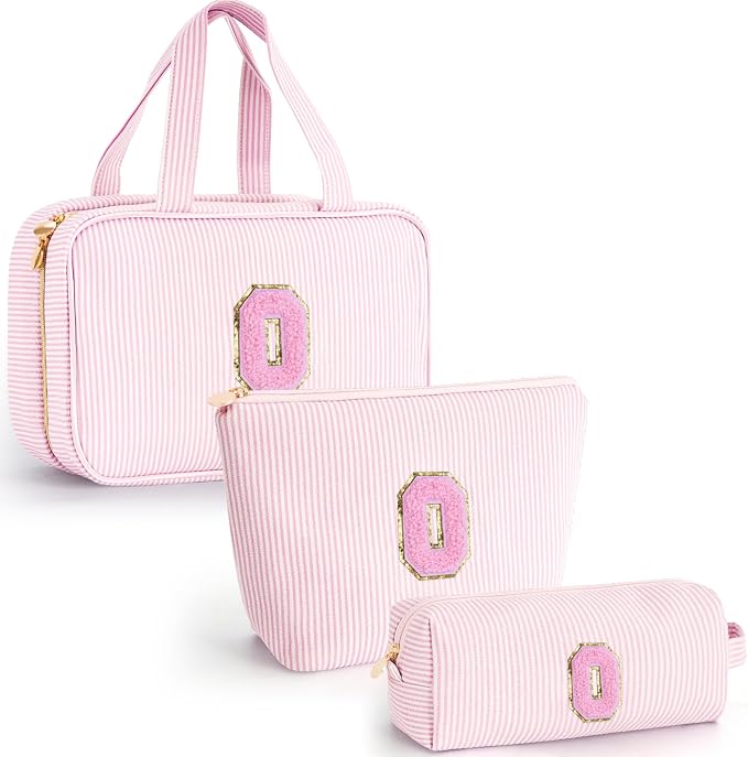 Gifts for Teen Girls Women - Travel Hanging Toiletry Bag & Makeup Bag - Personalized Initial Cosmetic Bag | Birthday Gift for Girl Trendy Stuff - Pink O by Unknown