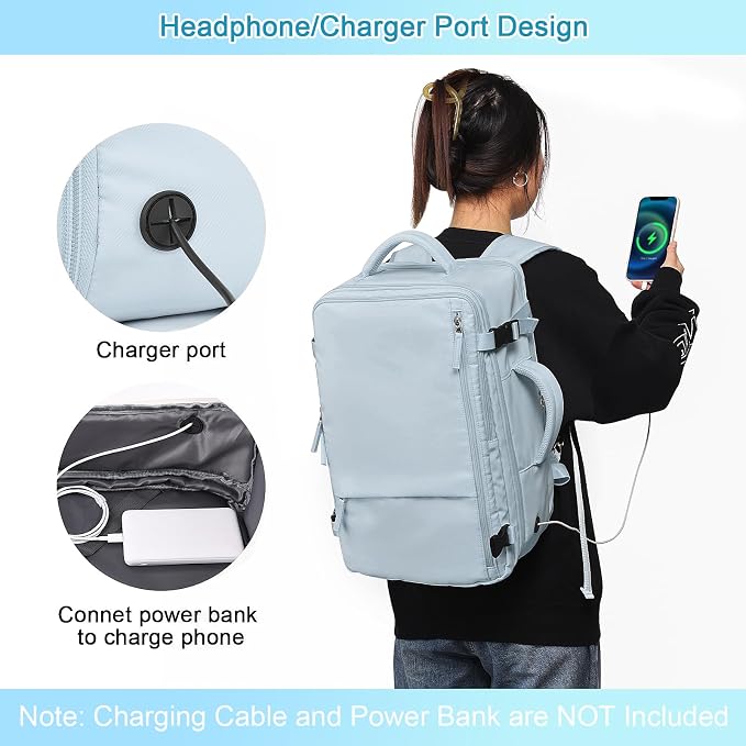 Sinaliy Large Expandable Travel Backpack for Men and Women, 17 Inch Laptop, Waterproof, Casual, College, Business, Hiking, Camping | Waterproof Large Expandable College Bookbag, as Person Item Flight Approved with Anti Theft Pocket and Wet Pocket, Ligh... - Image 8