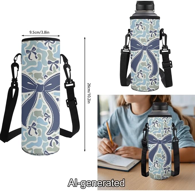 Camo Bow 17 Inch School Backpack Set for Kids, 4 Piece Lightweight Backpack with Lunch Bag, Pencil Case and Water Bottle Holder, 600D School Bag for Students - Image 7