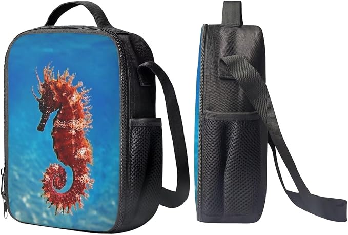 Girls Boys School Backpack with Lunch Box Pencil Case Comfy Padded Lightweight Dwarf Seahorse Backpack Set Kids Cute Bookbag Insulated Lunch Bag Student Large Capacity Daypack 17 Inch - Image 4