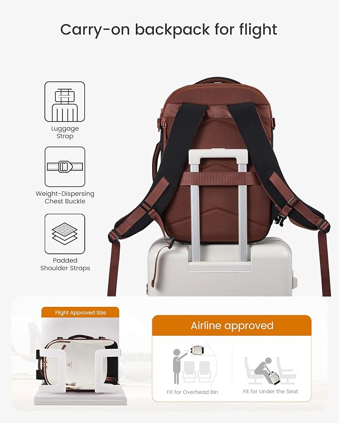 LOVEVOOK 40L Travel Backpack for Women, Airline Approved Carry On Backpack with 2 Packing Cubes, Waterproof Personal Item Bag Fits 17 Inch Laptop, TSA Traveling Essentials Weekender Overnight Backpack - Image 5