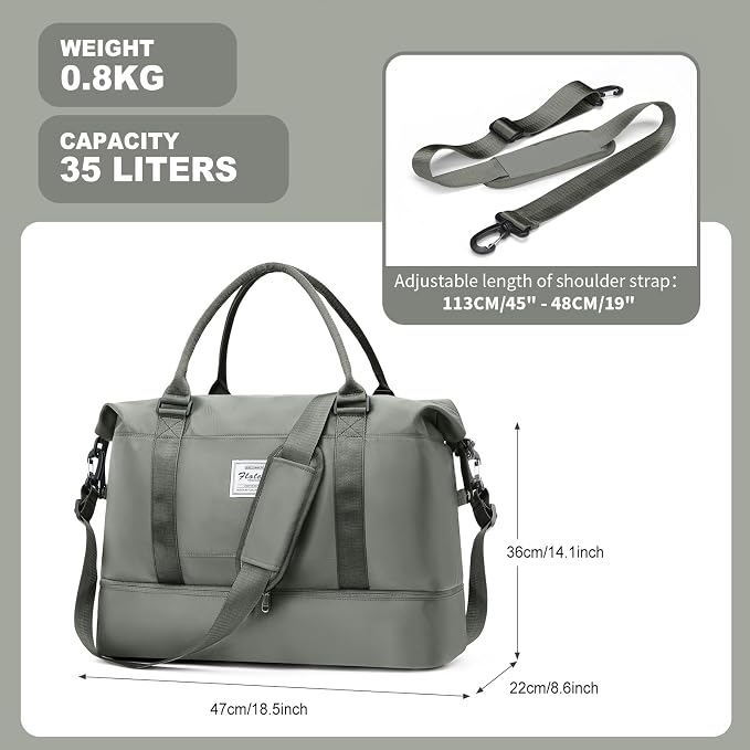 Weekender Bags for Women, Travel Duffel Bags with Shoe Compartment,Personal Item Travel Bag for Airlines, Carry on Overnight Tote Bag for Women，Olive Green - Image 3